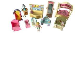Fisher-Price Loving family dollhouse furniture girl vanity crib baby mixed lot
